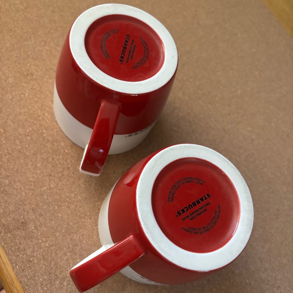 Starbucks Red and White Ceramic Mugs - Picture 4 of 8